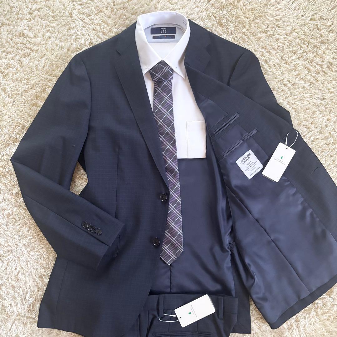 未使用タグ付✨グリーンレーベルリラクシング　スーツ　セットアップ　紺　チェック