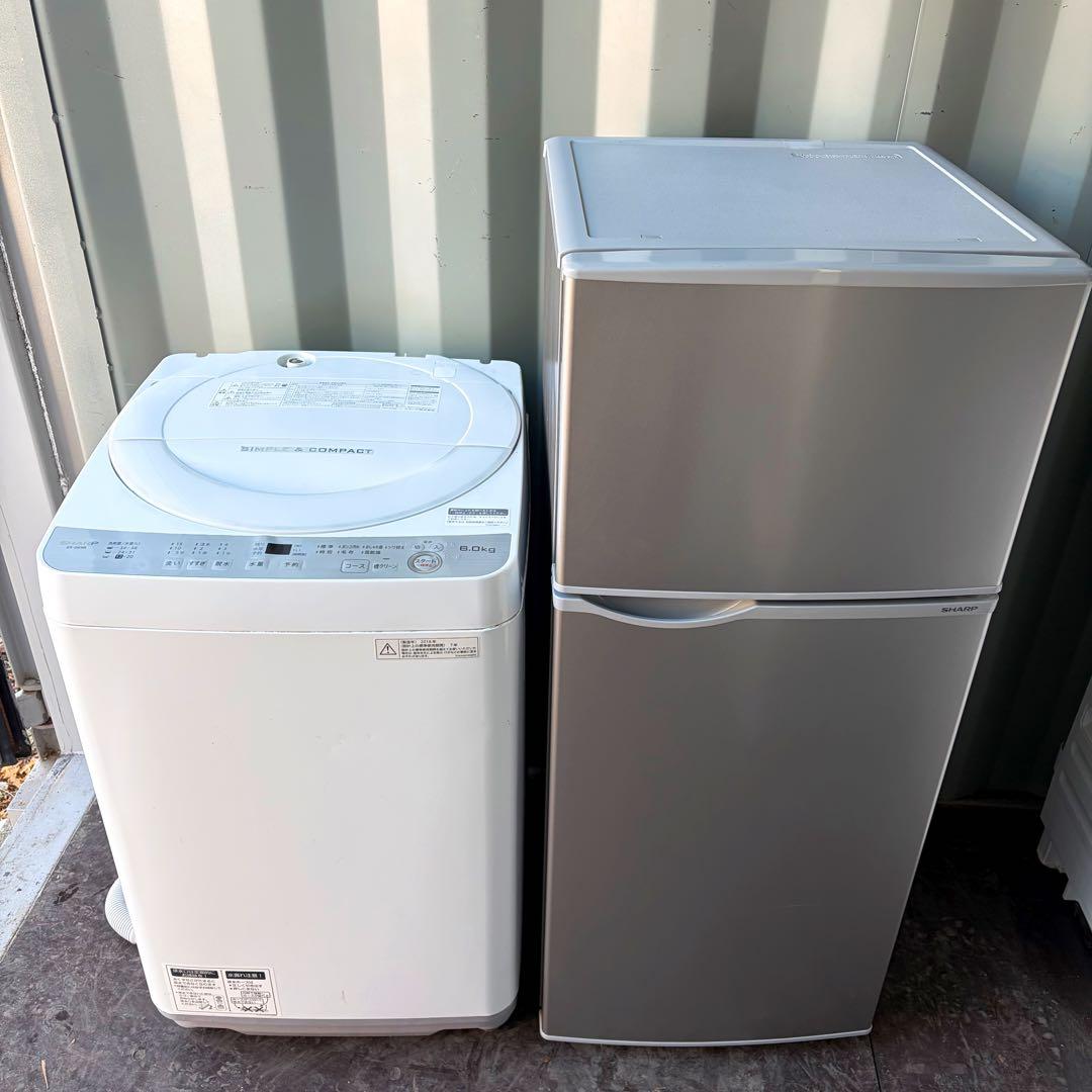 95運搬取付無料！ダブルSHARP 冷蔵庫洗濯機セット！新生活に！完動品・美品！