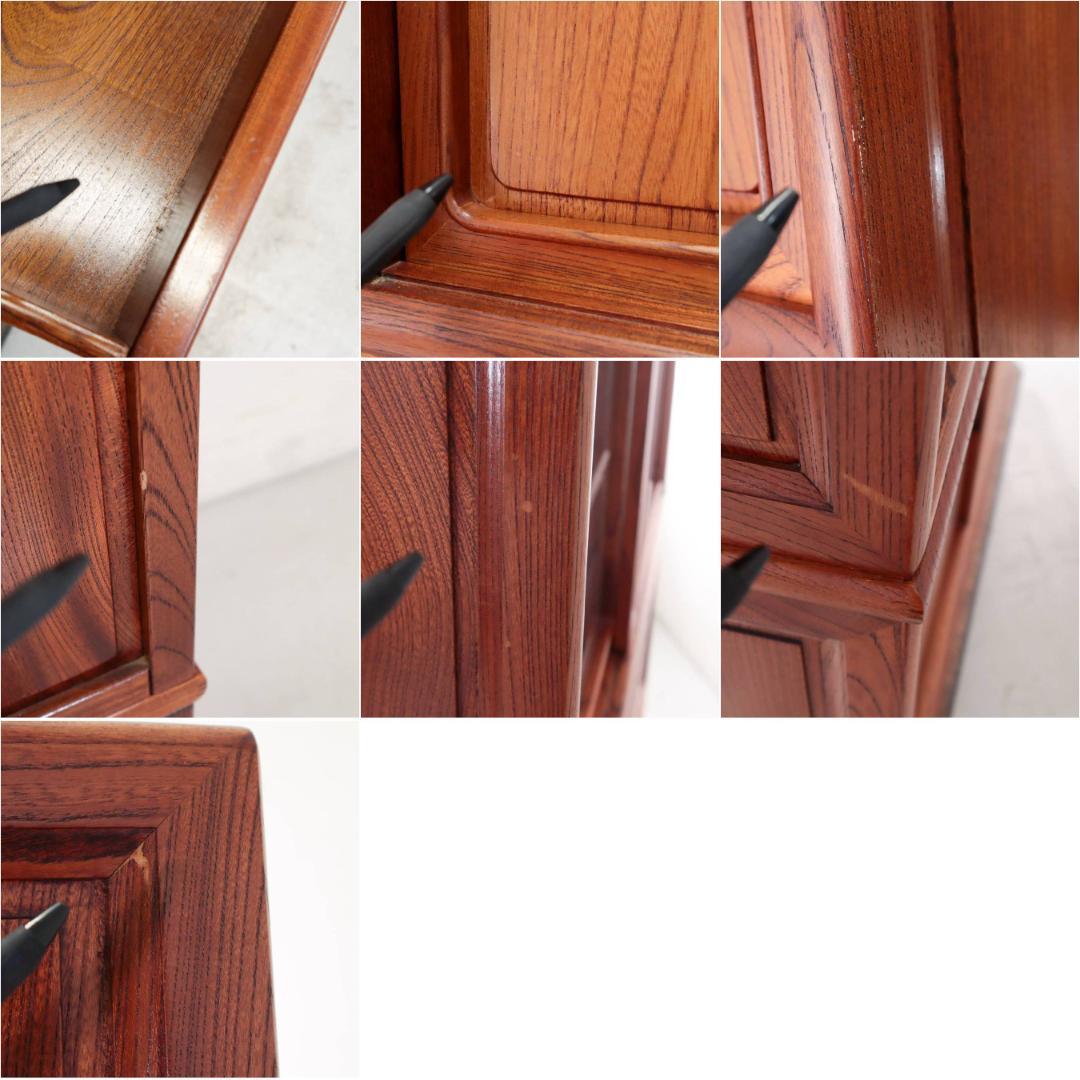 逸品！欅無垢 美しい杢目 大型 茶箪笥 高さ154cm ガラス戸 違い棚 飾り棚