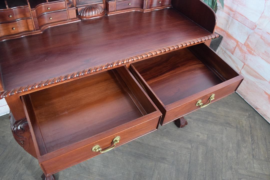 イギリス製 ライティングデスク 高級マホガニー材 チッペンデール