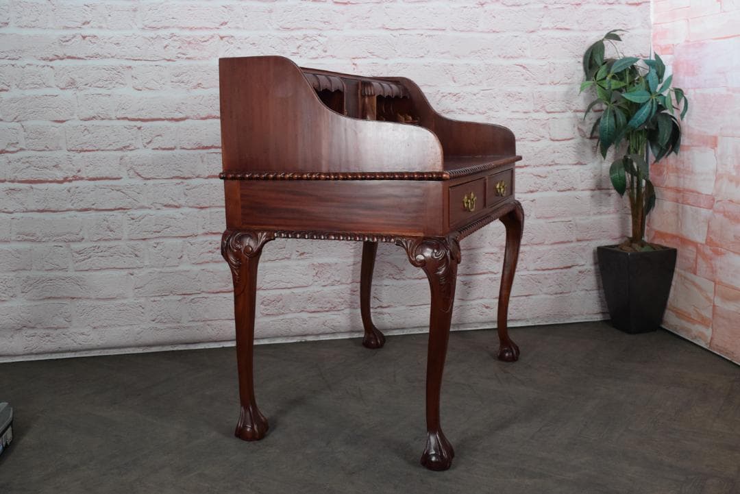 イギリス製 ライティングデスク 高級マホガニー材 チッペンデール