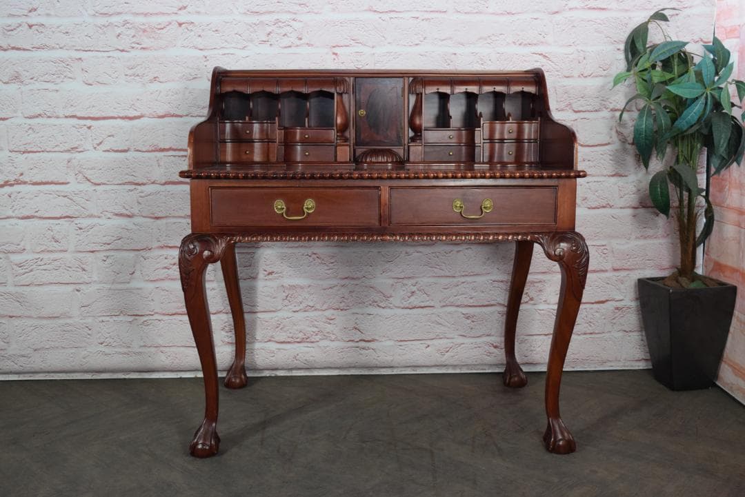 イギリス製 ライティングデスク 高級マホガニー材 チッペンデール