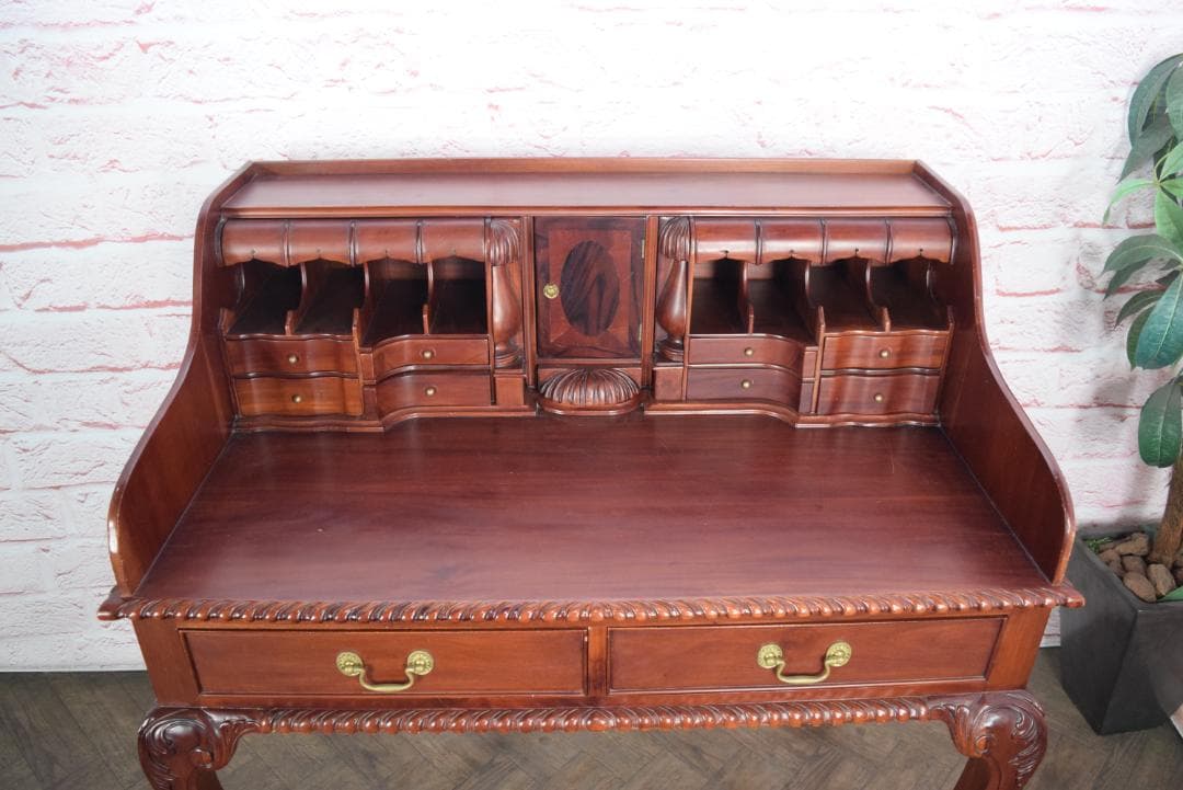 イギリス製 ライティングデスク 高級マホガニー材 チッペンデール