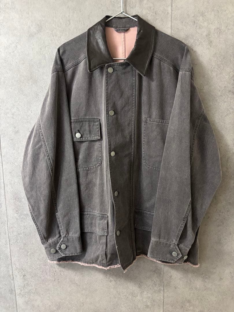 ヨーク　 YOKE　襟レザー切り替えカバーオール　デニムジャケット　ブルゾン