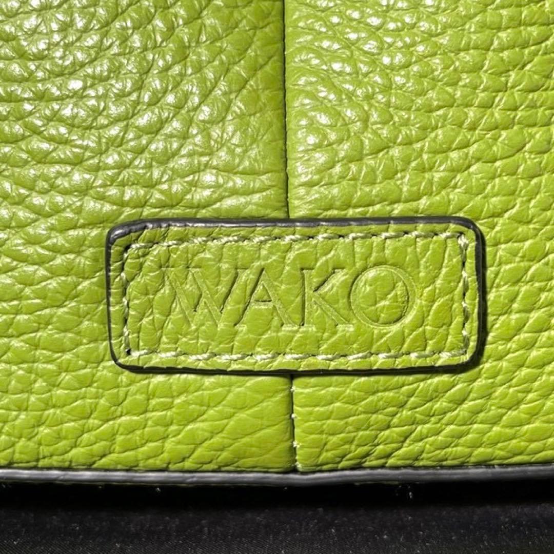 専用品WAKO 銀座和光 シボ革 レザー イエローグリーン ハンドバッグ