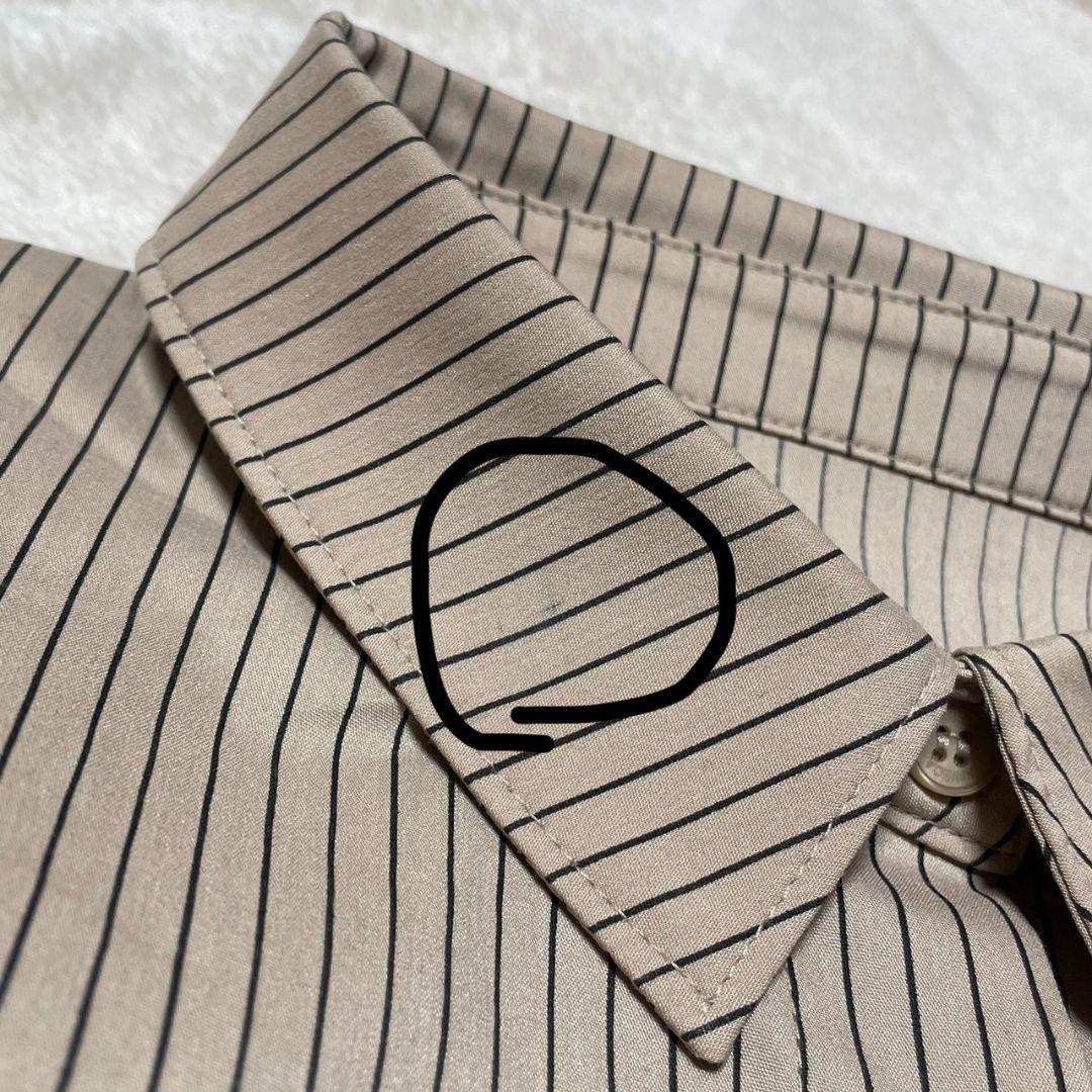 未使用　2025年モデル　ANIECA　ストライプエンブレムシャツ　ブラウン