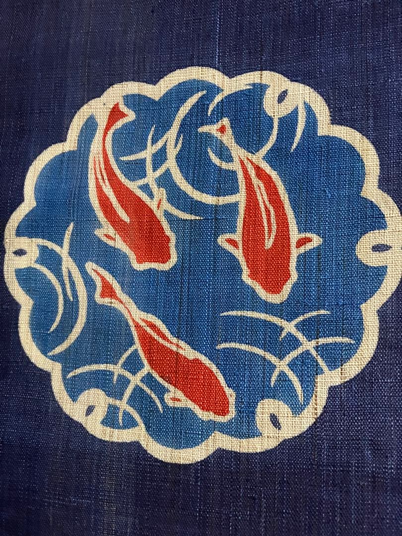 京都くろちく【新品】高級筒描麻暖簾「金魚紋」日本製♪150センチ♪29,700円