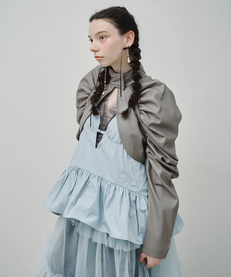 タグ付き新品 LA BELLE ETUDEボリュームギャザーフェイクレザーボレロ