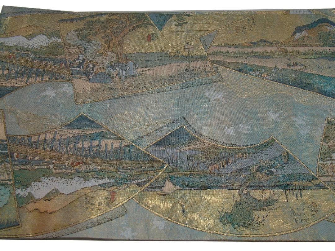 訪問着・ あさぎ織物 両面 全通 袋帯 正絹 未使用 Fｓ1233バリベイ