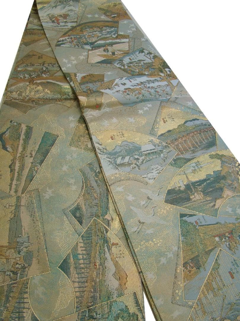 訪問着・ あさぎ織物 両面 全通 袋帯 正絹 未使用 Fｓ1233バリベイ