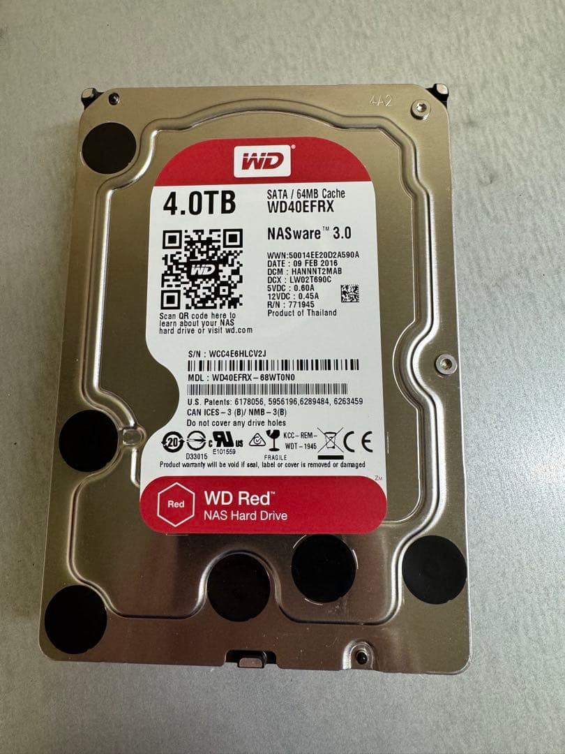 内蔵型ハードディスクドライブ WD Red 4TB WD40EFRX NAS HDD