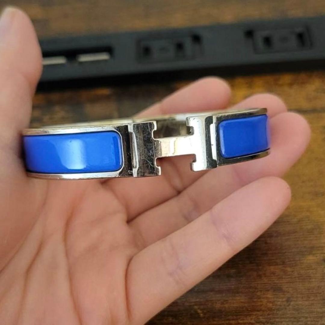 HERMES エナメル バングル　アクセサリー　ブルー　ブレスレット