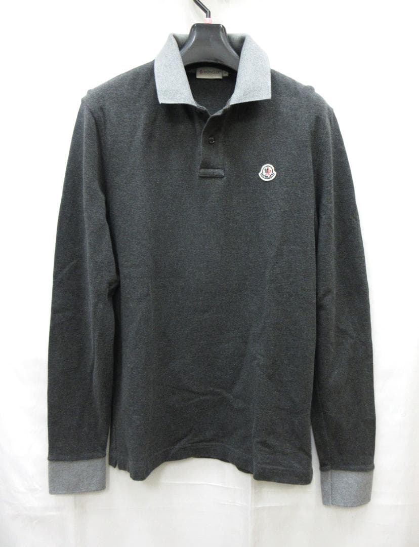 モンクレール 長袖 ポロシャツ スリムフィット メンズ Ｓ グレー （108）a