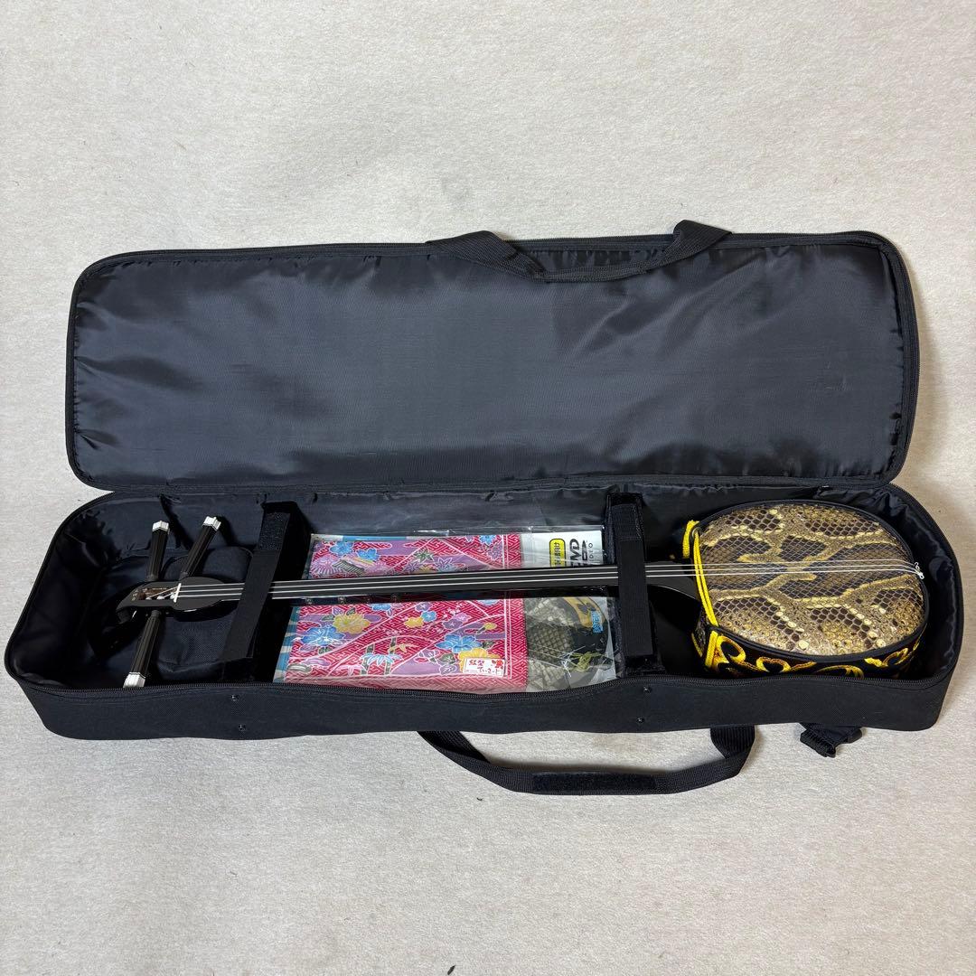 三線 本皮 強化張り 本革 蛇皮 蛇革 三味線 琉球 沖縄