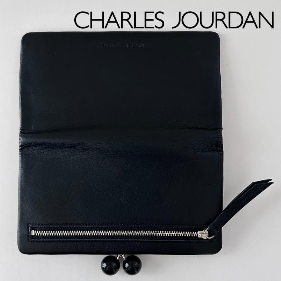 CHARLES JOURDAN がま口 本革長財布（黒）未使用