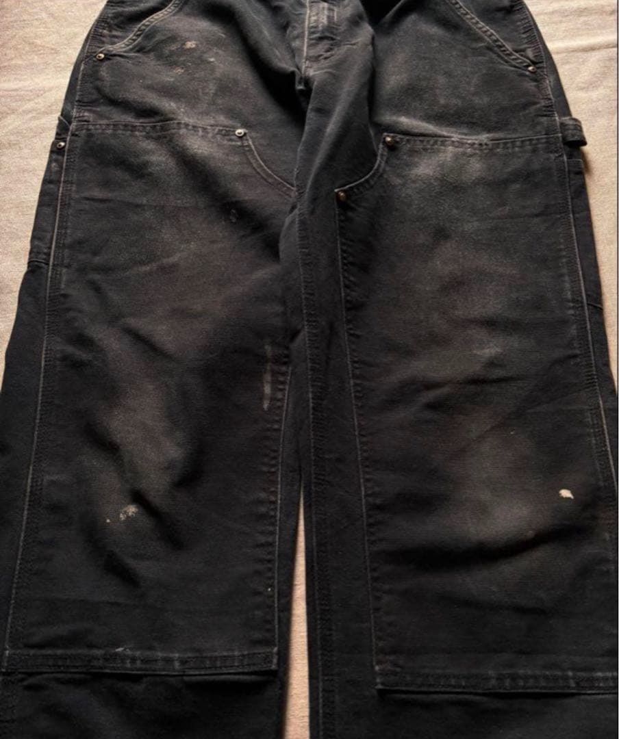 Carhartt ダブルニー 33x30 ブラック フェード