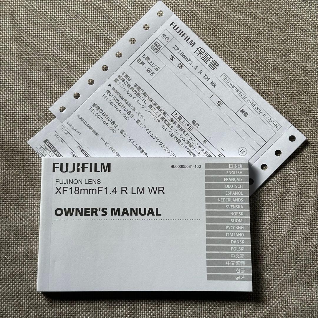 FUJIFILM XF18mmF1.4 R LM WR 富士フィルム Xマウント
