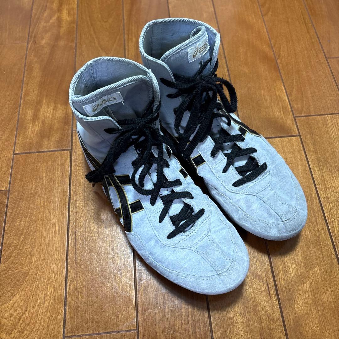 ASICS ハイカット ホワイト/ブラック　レスリングシューズ