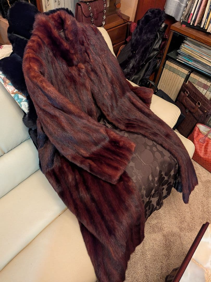 貴婦人の装い　最高級ウィーゼル毛皮ロングコート　オーダー品　呉服店購入