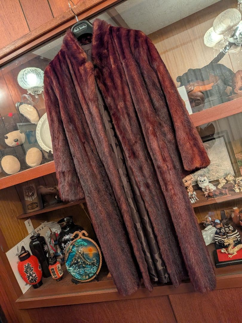 貴婦人の装い　最高級ウィーゼル毛皮ロングコート　オーダー品　呉服店購入