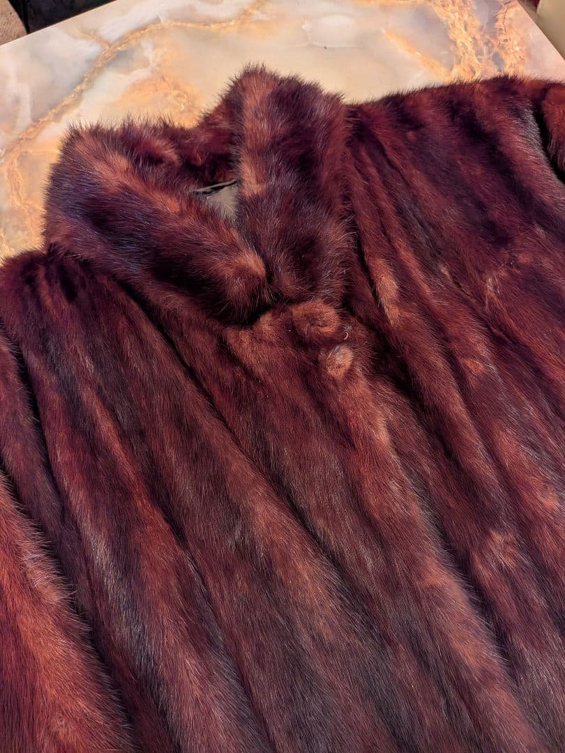 貴婦人の装い　最高級ウィーゼル毛皮ロングコート　オーダー品　呉服店購入