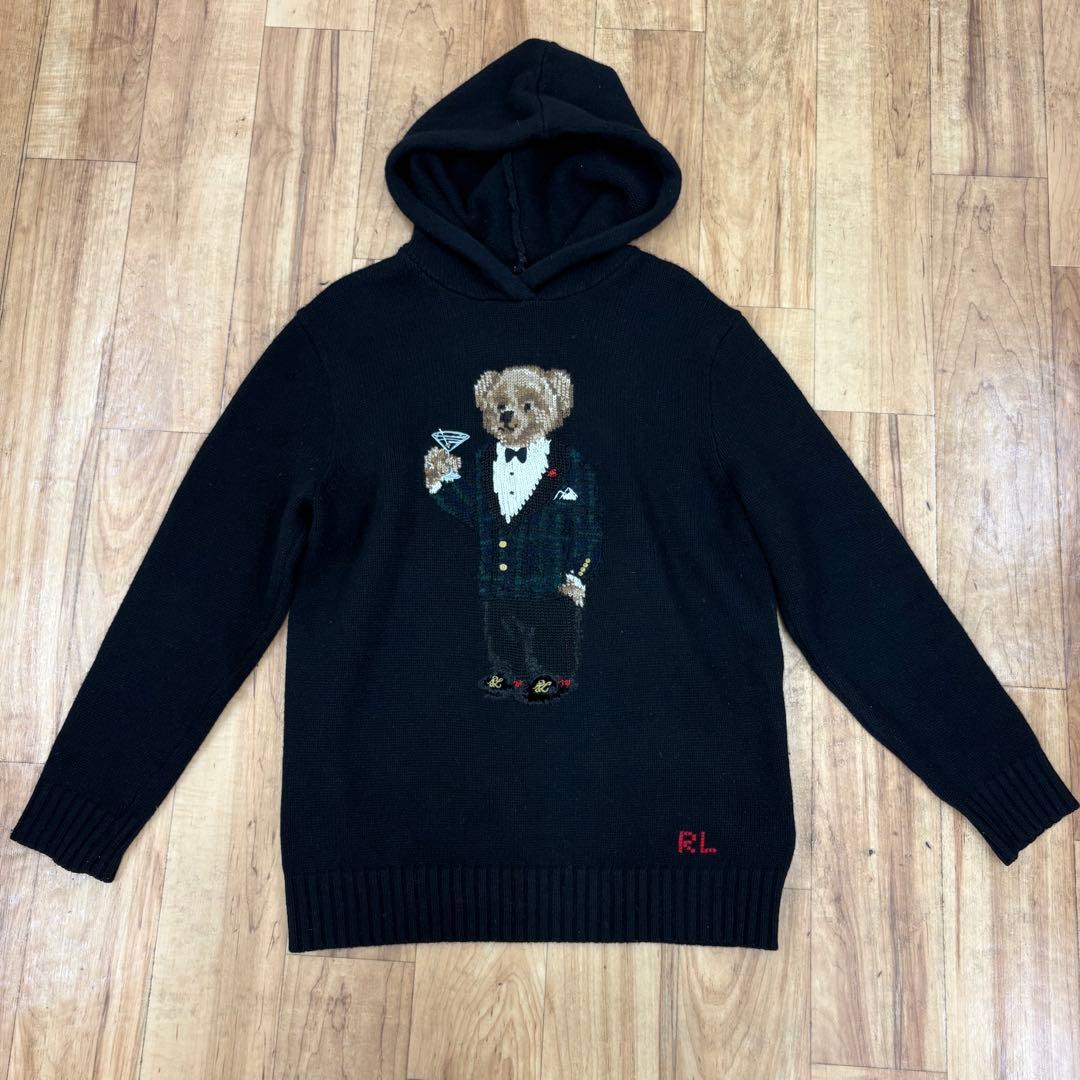 k*a様 ラルフローレン ポロベア ニットパーカー M ブラック