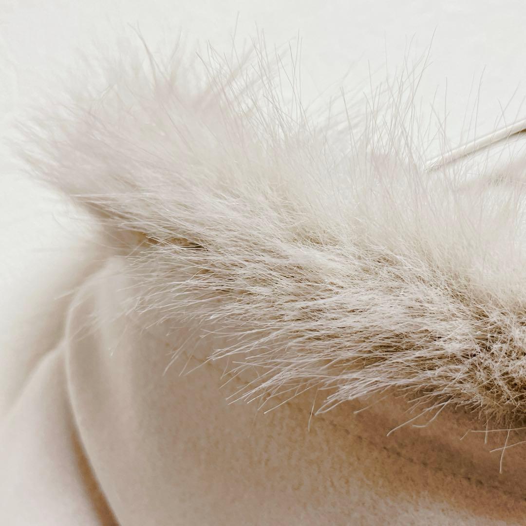 【クチュールブローチ】フードフェイクファー ハーフ丈コート/未使用品/25AW