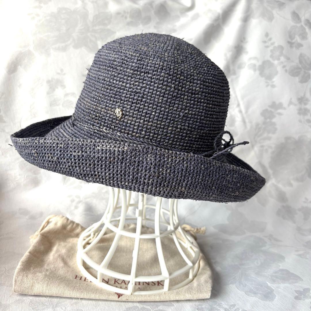 お買得　ヘレンカミンスキー 麦わら帽子 ブルー　ラフィネ　匿名配送
