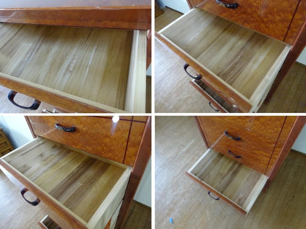 バーズアイメープル　６段チェスト　引き出し桐無垢材　高級品仕様