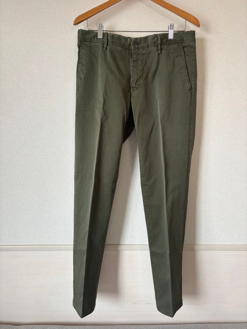 美品 INCOTEX SLACKS オリーブ スリムフィット チノパン