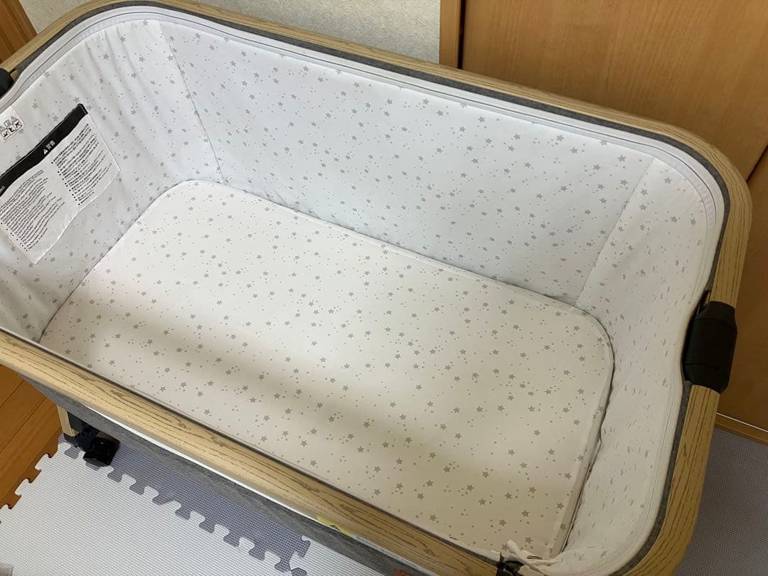 ベビーベッド グレー 布製