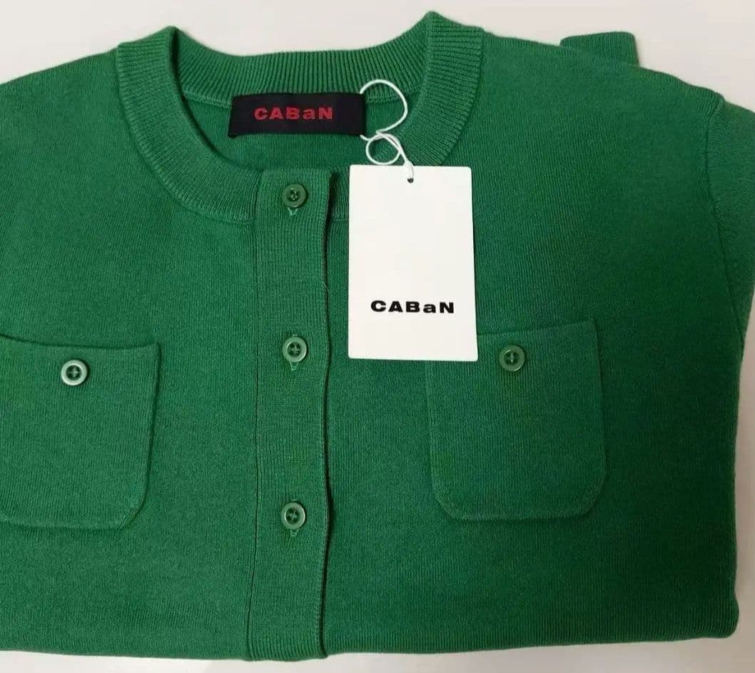 未使用品 CABaNコットンカシミヤ クルーネックカーディガン　Sサイズ