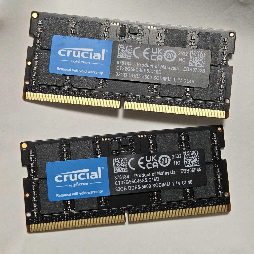 メモリー Crucial DDR5-5600 SODIMM 64GB
