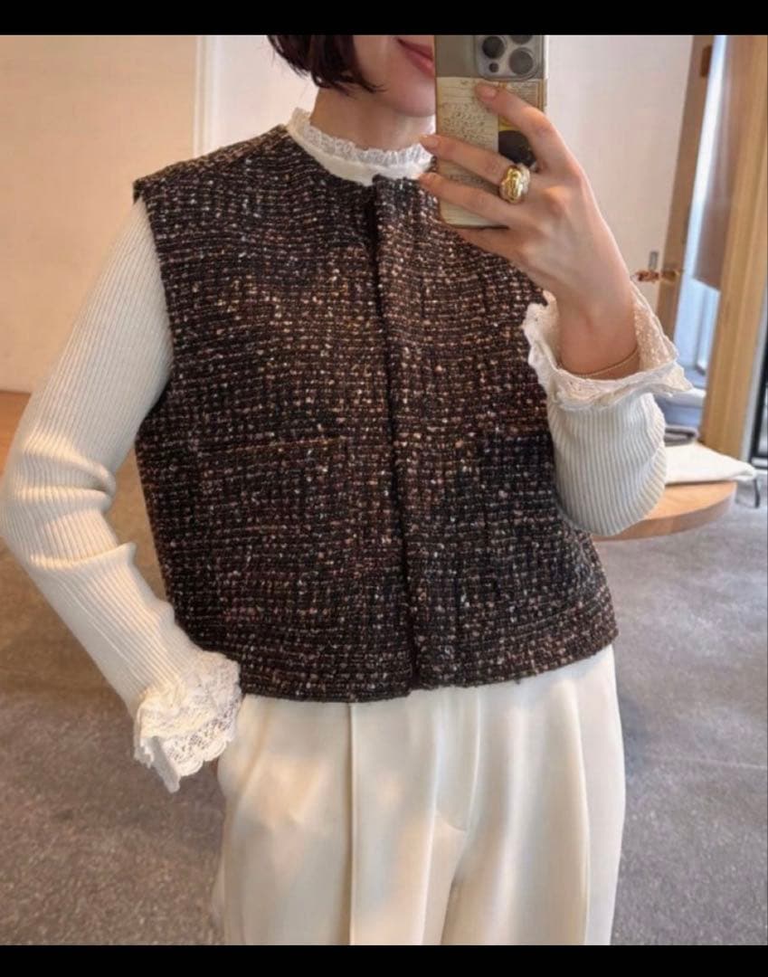 最終値下⭐︎OHGA TWEED GILET ブラウン