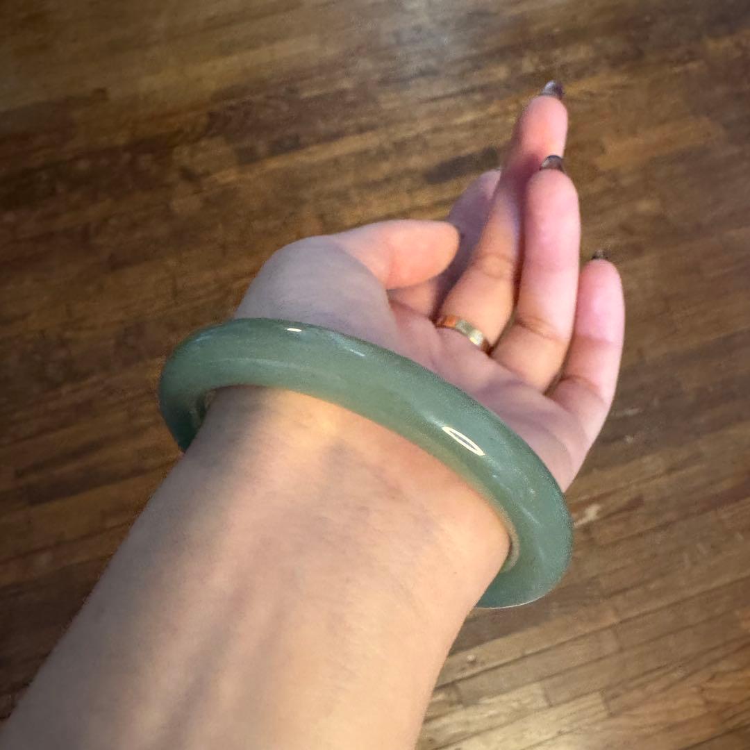 古い和田玉 グリーン 円形バングル