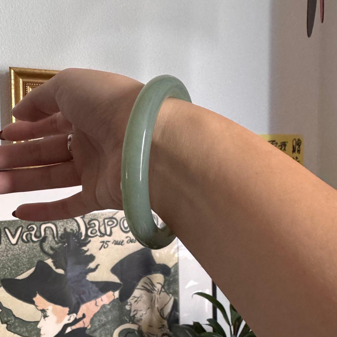 古い和田玉 グリーン 円形バングル