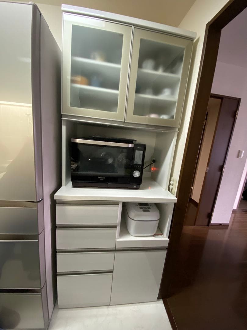 ニトリ　リガーレ　食器棚　80cm キッチンボード　白