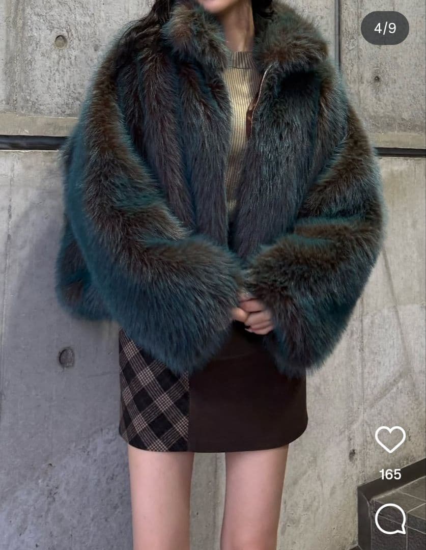 MIXフェイクファーブルゾン　ブルー