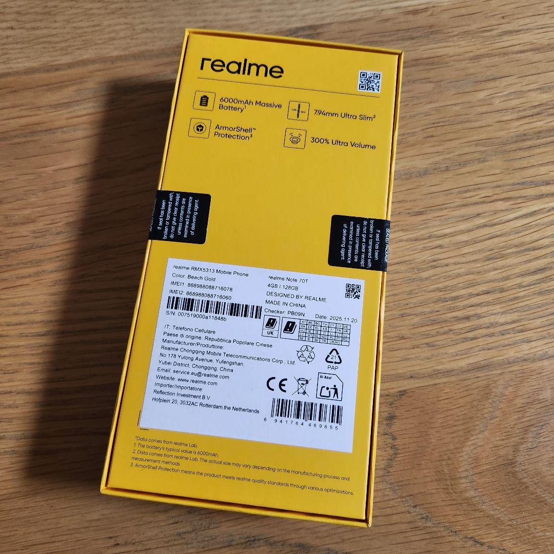 新品未開封！ realme Note 70T Gold 4GB 128GB