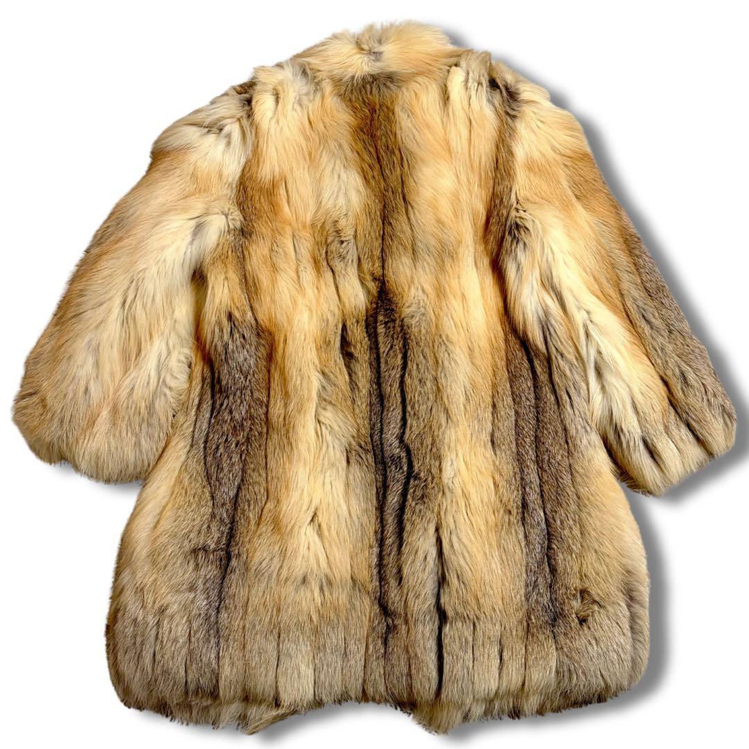 希少✨着丈90cm！●ゴールデンシルバーフォックス リアルファーコート 本毛皮