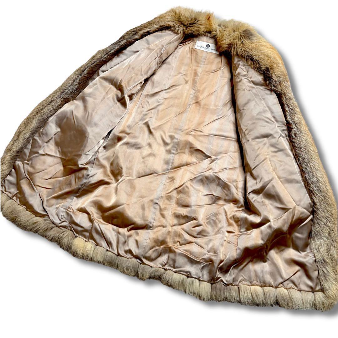 希少✨着丈90cm！●ゴールデンシルバーフォックス リアルファーコート 本毛皮