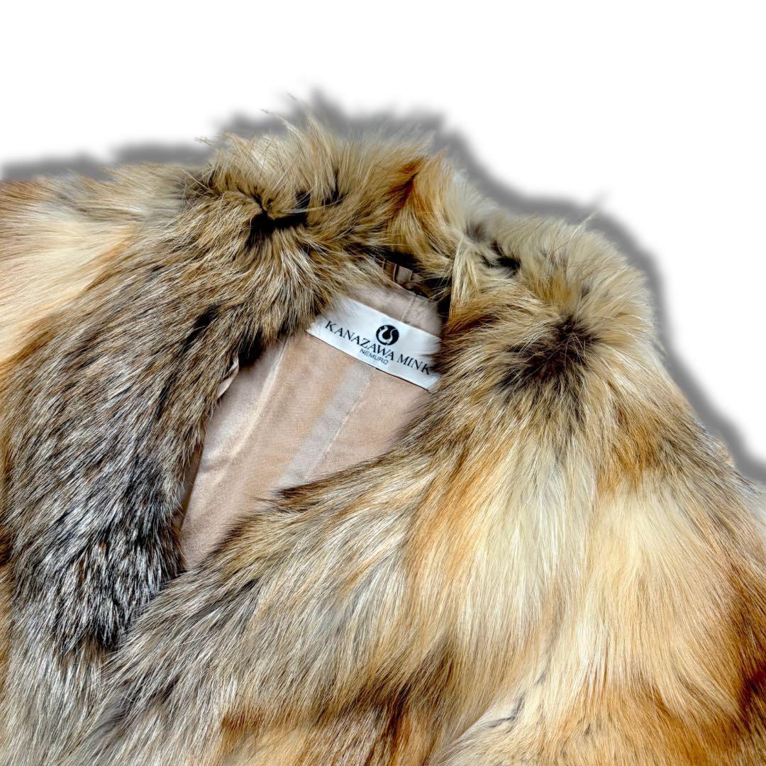 希少✨着丈90cm！●ゴールデンシルバーフォックス リアルファーコート 本毛皮