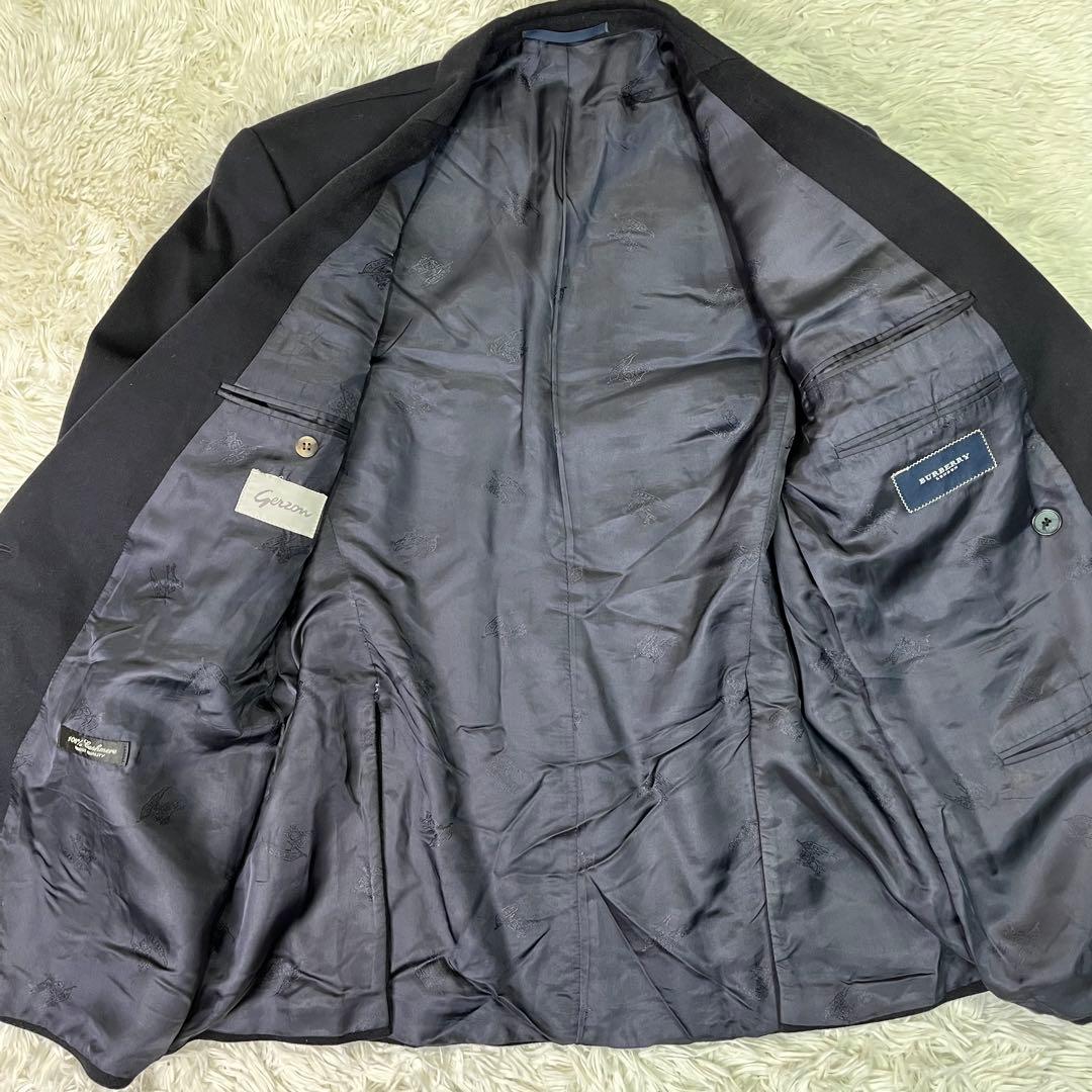美品✨バーバリー　カシミヤ100% ダブルテーラードジャケット　金ボタン　黒　L