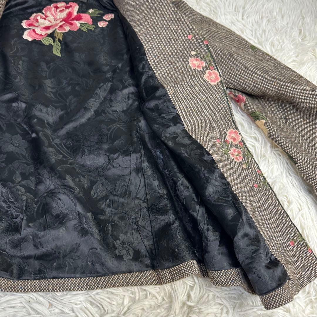 natural 様用希少 シンクビー 花柄刺繍 テーラージャケット グレー系