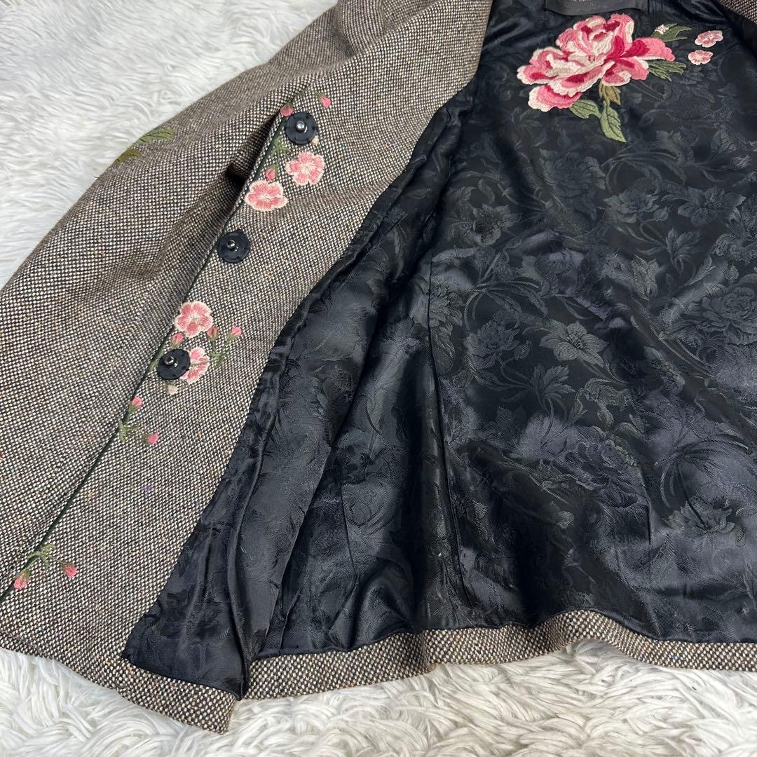 natural 様用希少 シンクビー 花柄刺繍 テーラージャケット グレー系