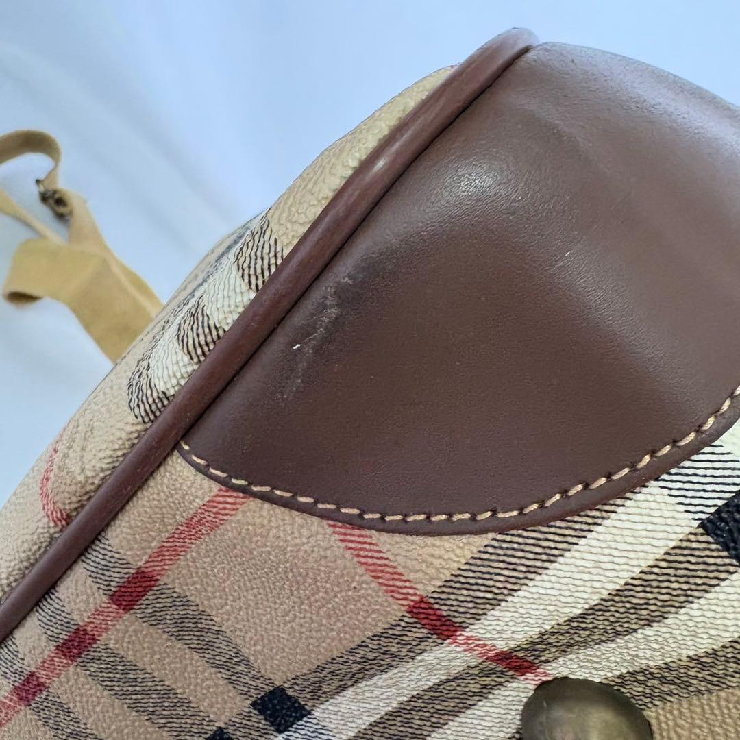 美品 バーバリー ボストンバック ノバチェック シャドーホース PVC 大容量