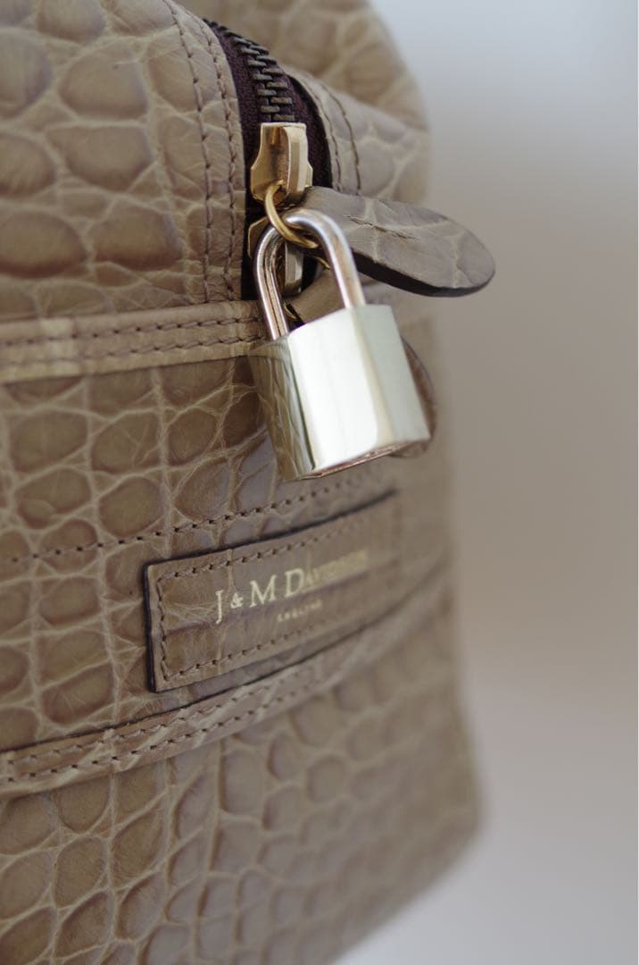 J&M Davidson クロコダイル型押し VIVI グレージュ　ミニボストン