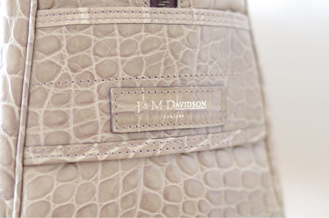 J&M Davidson クロコダイル型押し VIVI グレージュ　ミニボストン