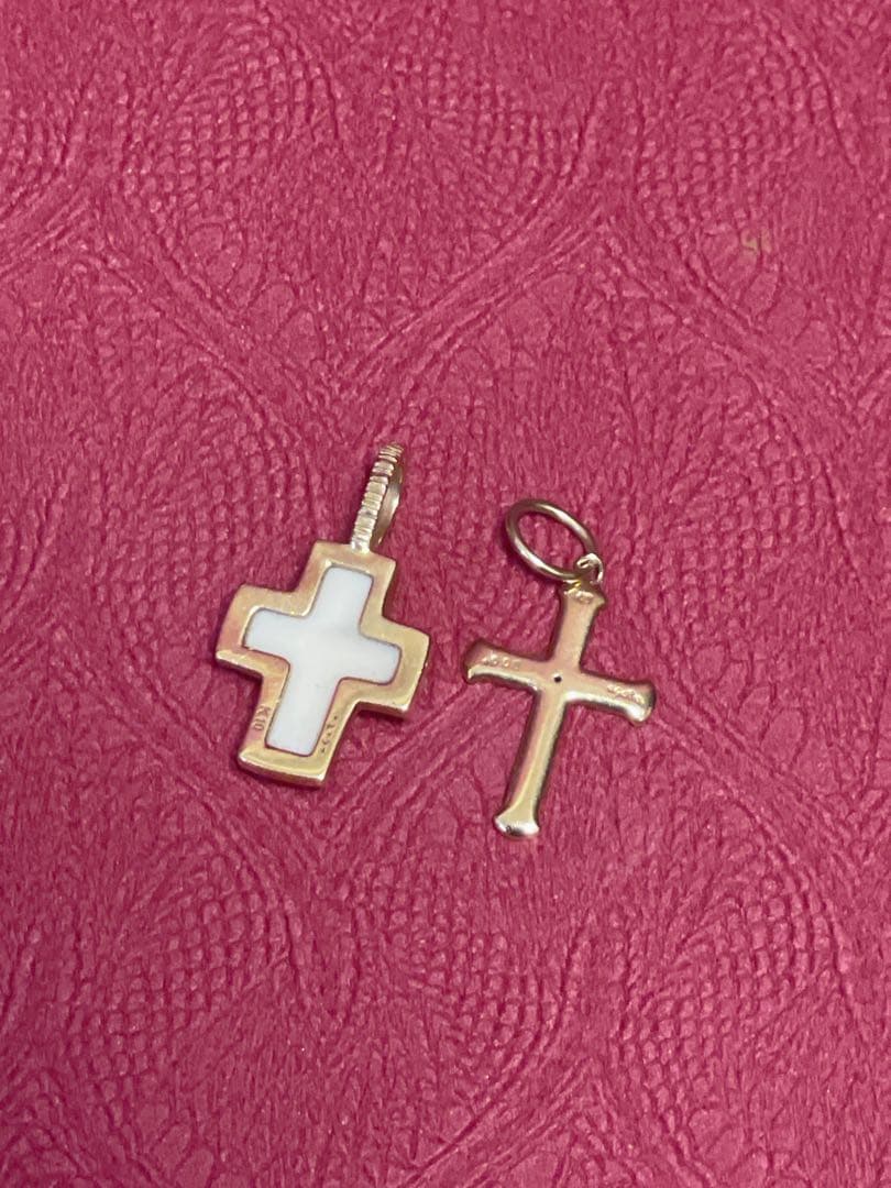 2つ！　ageteK10コンクシェル クロス　ネックレスチャーム 美品