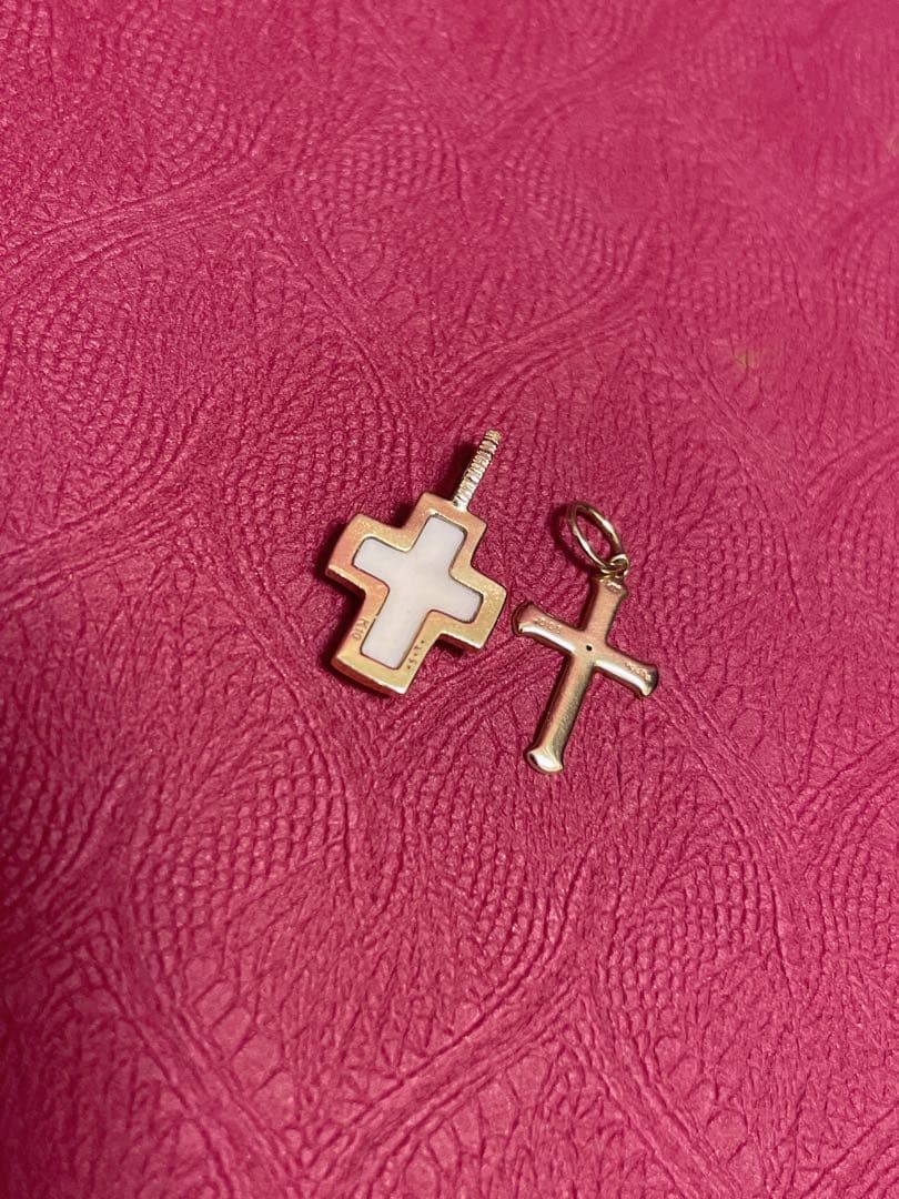 2つ！　ageteK10コンクシェル クロス　ネックレスチャーム 美品